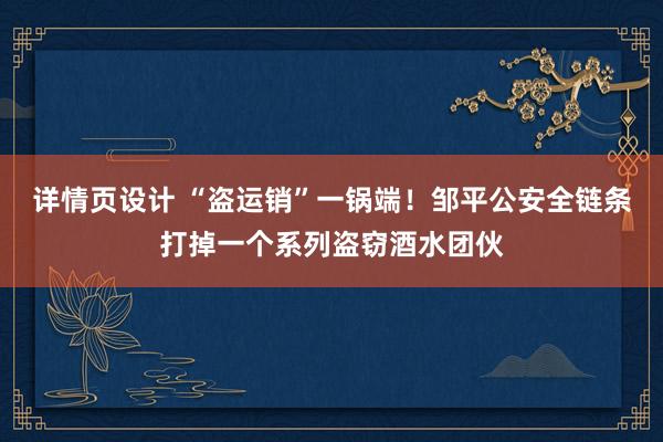 详情页设计 “盗运销”一锅端！邹平公安全链条打掉一个系列盗窃酒水团伙