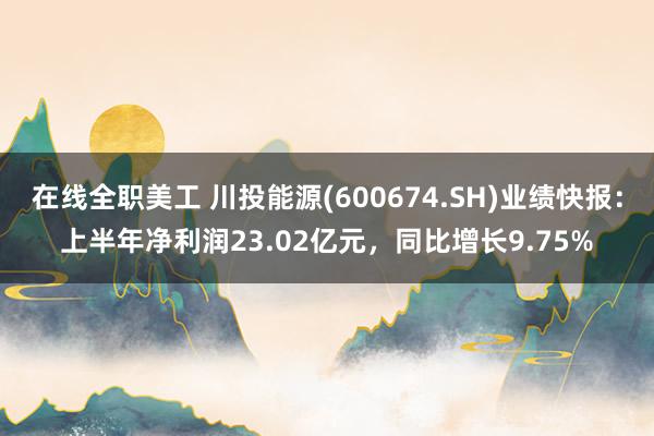 在线全职美工 川投能源(600674.SH)业绩快报：上半年净利润23.02亿元，同比增长9.75%