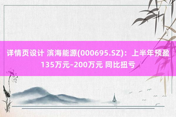 详情页设计 滨海能源(000695.SZ)：上半年预盈135万元–200万元 同比扭亏