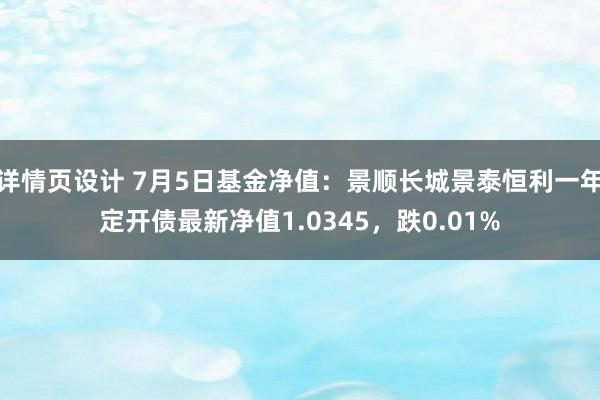 详情页设计 7月5日基金净值：景顺长城景泰恒利一年定开债最新净值1.0345，跌0.01%