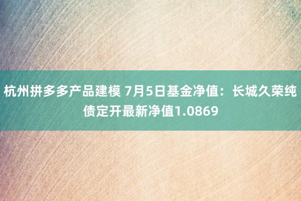 杭州拼多多产品建模 7月5日基金净值：长城久荣纯债定开最新净值1.0869