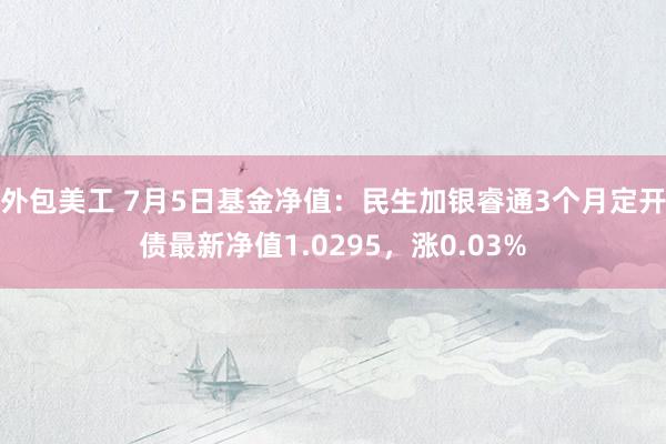 外包美工 7月5日基金净值：民生加银睿通3个月定开债最新净值1.0295，涨0.03%