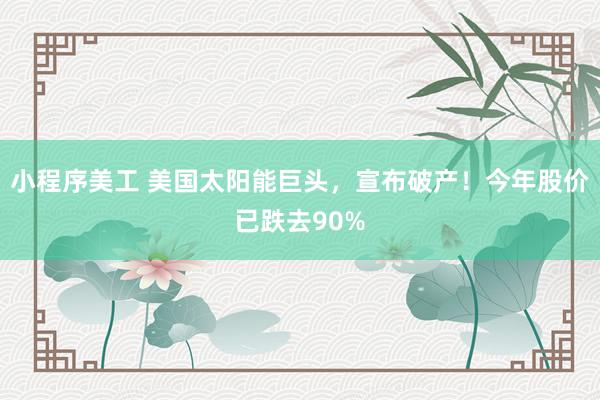 小程序美工 美国太阳能巨头，宣布破产！今年股价已跌去90%